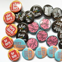 Load image into Gallery viewer, 1.25” Red & Orange Pronoun Buttons