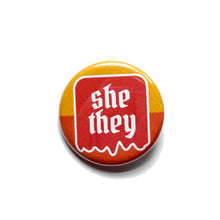 Load image into Gallery viewer, 1.25” Red & Orange Pronoun Buttons