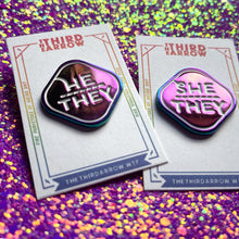 Load image into Gallery viewer, Rainbow Metal Pronoun Pin