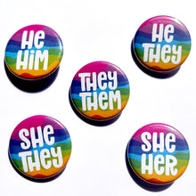 Load image into Gallery viewer, 1.25” Psychedelic Swirl Pronoun Buttons