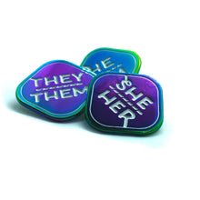 Load image into Gallery viewer, Rainbow Metal Pronoun Pin