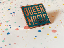 Load image into Gallery viewer, Dark Teal Queer Magic Pin