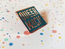 Load image into Gallery viewer, Dark Teal Queer Magic Pin