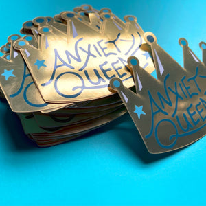 Gold Metallic Anxiety Queen Sticker