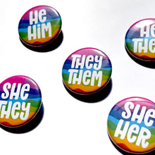 Load image into Gallery viewer, 1.25” Psychedelic Swirl Pronoun Buttons