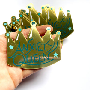 Gold Metallic Anxiety Queen Sticker