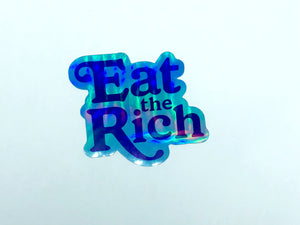 Satin Blue Eat the Rich Sticker