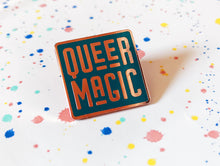 Load image into Gallery viewer, Dark Teal Queer Magic Pin