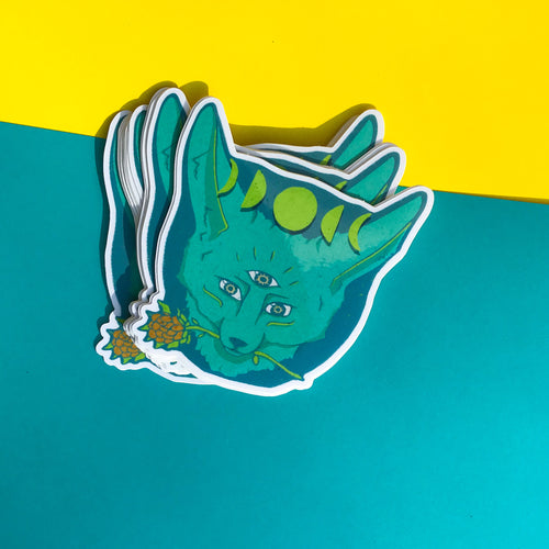 Three Eyed Fox Glossy Sticker
