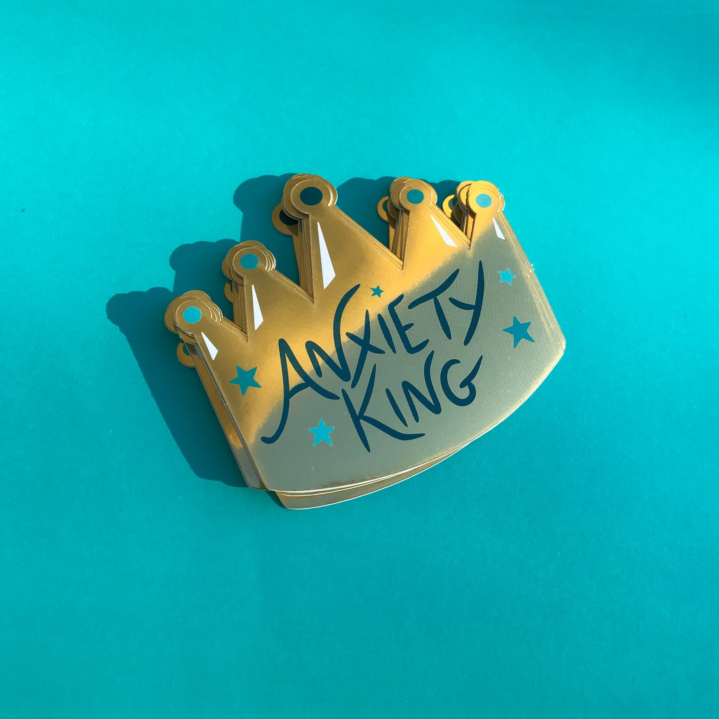 Anxiety King Gold Mirror Sticker