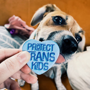Protect Trans Kids Heart Shaped 2.25” Button